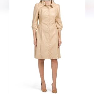 𝅺Ellen Tracy Elbow Sleeve Button Down Midi Dress